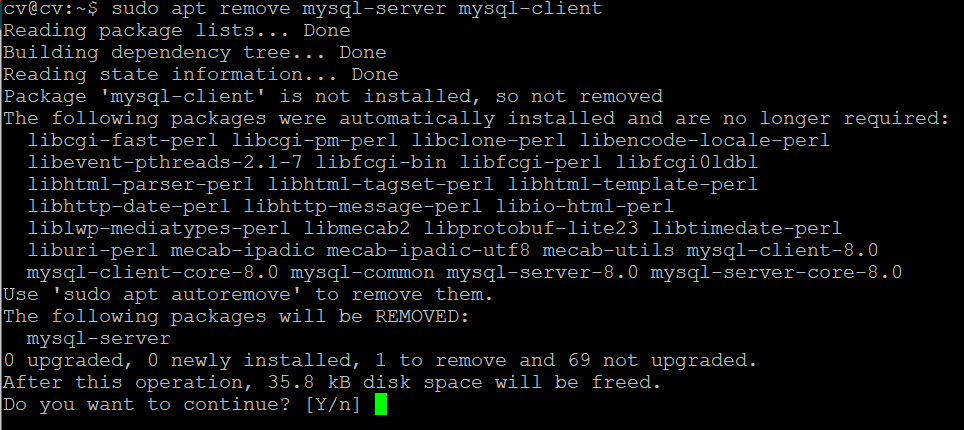 remove-mysql