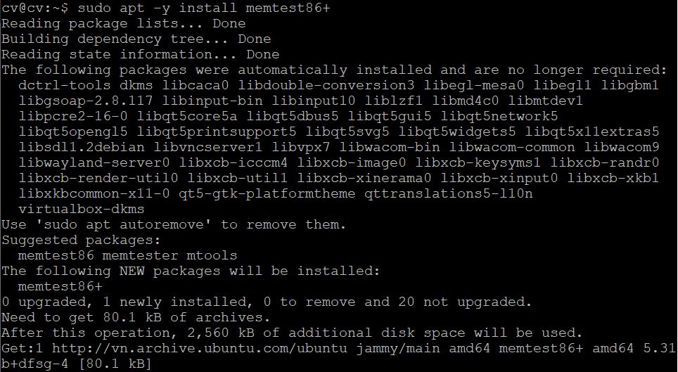 Cách chạy Memtest trên Ubuntu 22.04